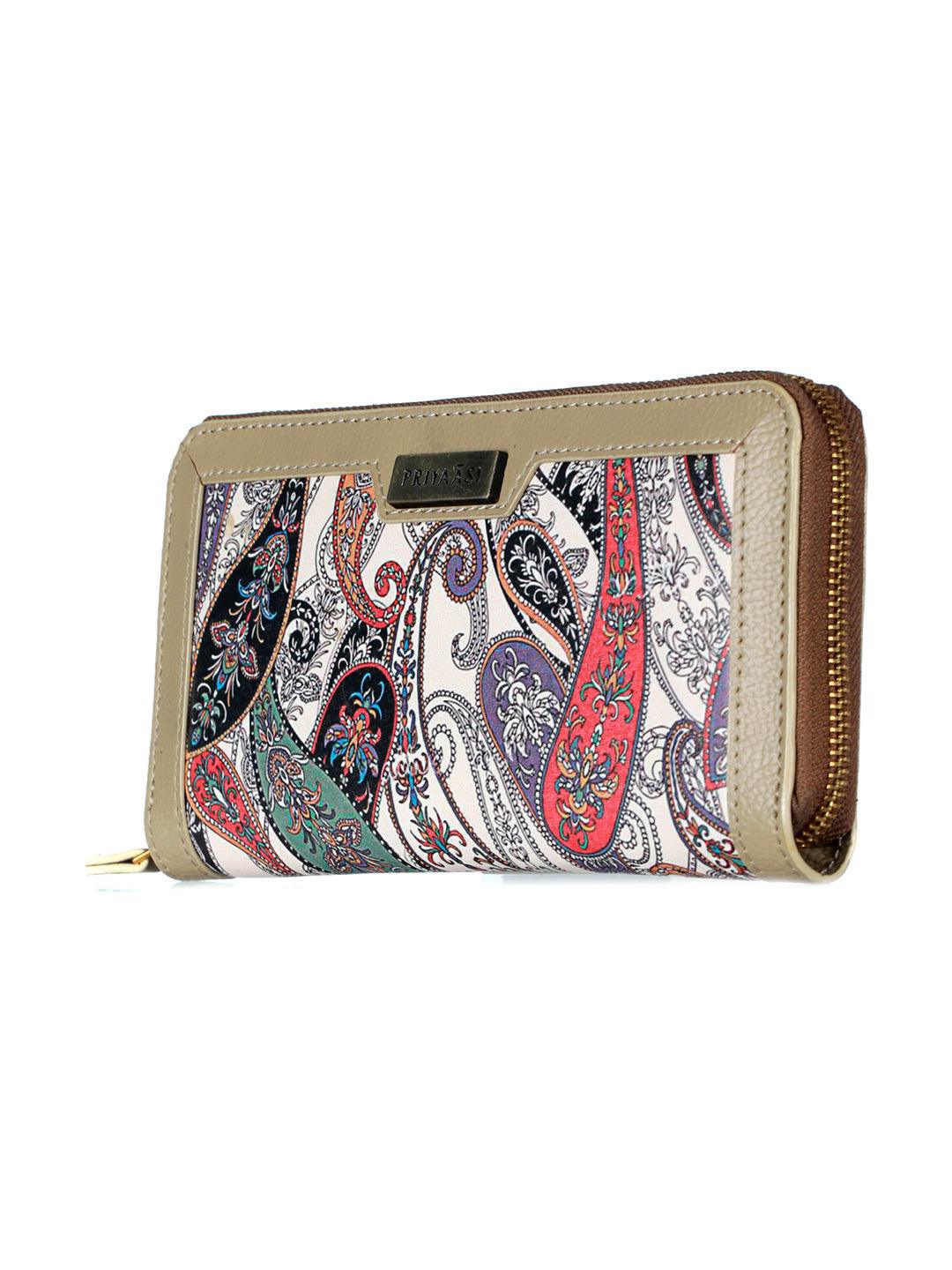 Women's Paisley Kalamkari Floral Chain Wallet - Priyaasi - Indiakreations