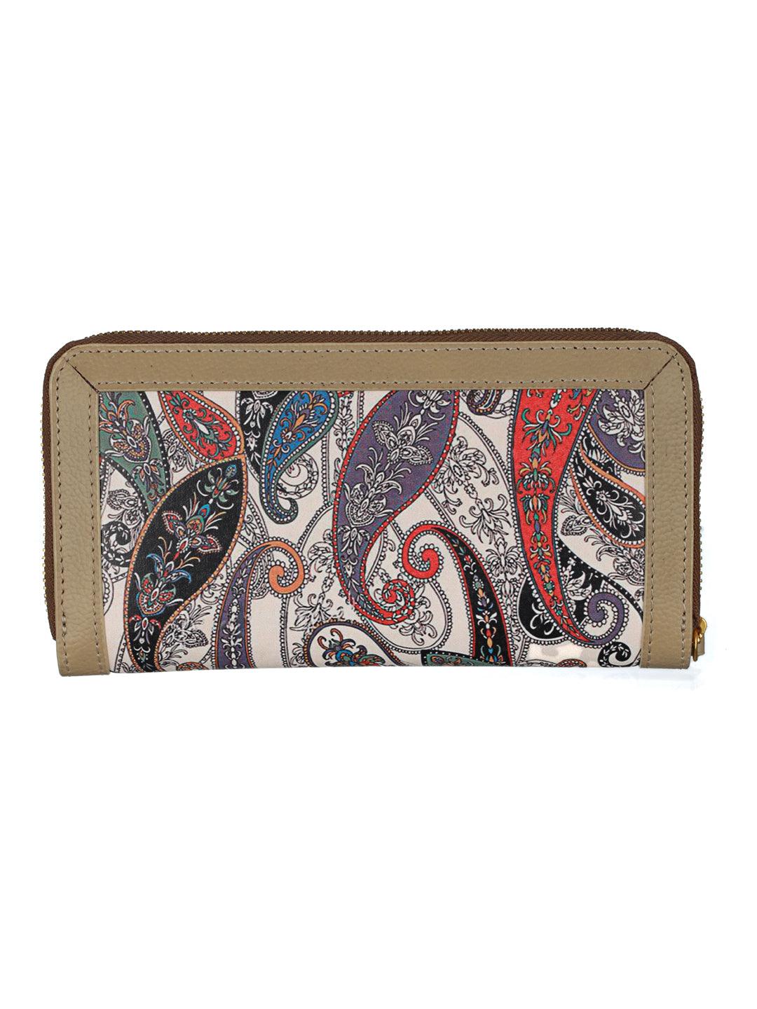 Women's Paisley Kalamkari Floral Chain Wallet - Priyaasi - Indiakreations