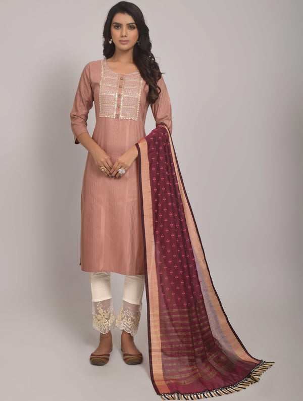 Women's Peach Designer Kurta Set - Dwija Fashion - Indiakreations