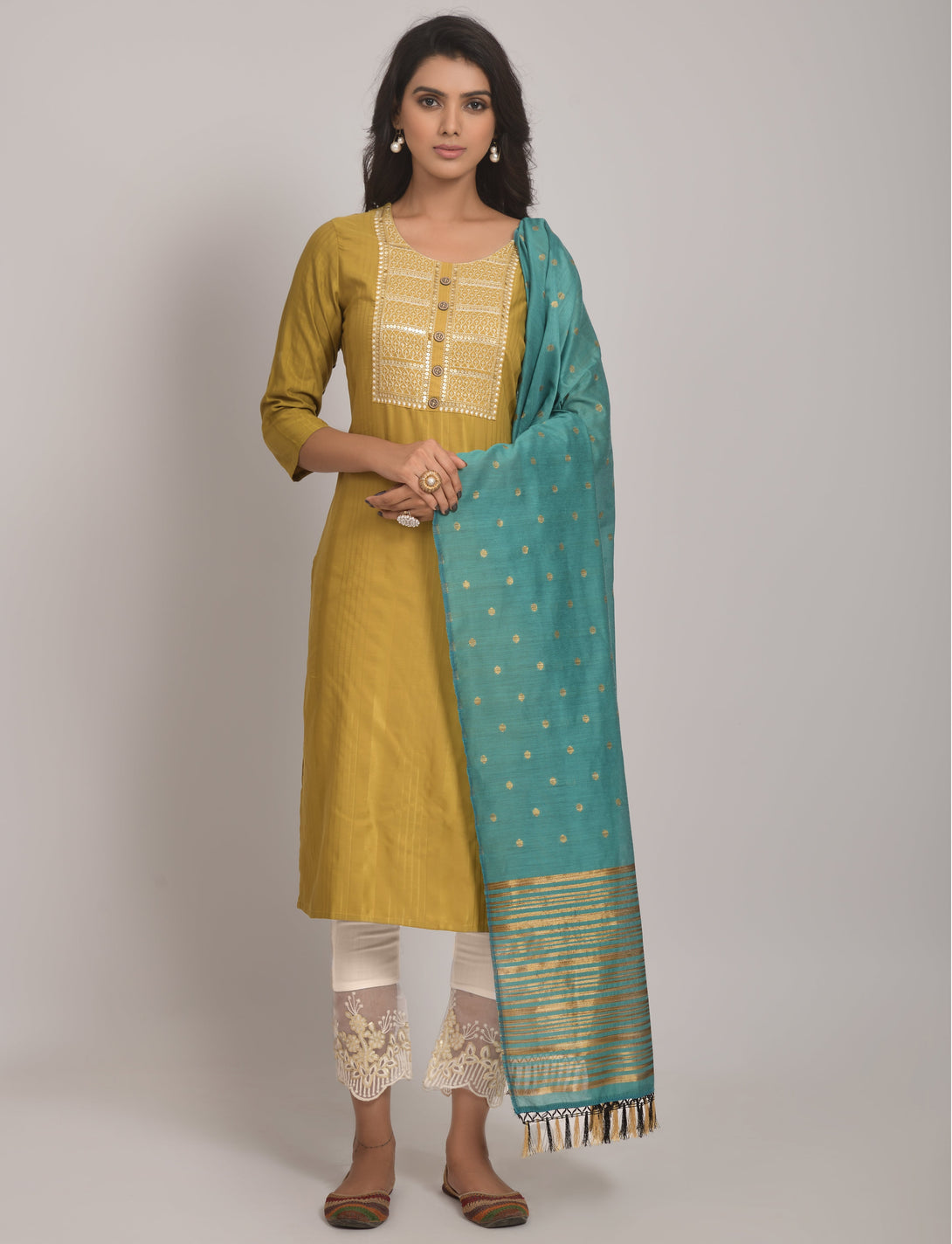 Women's Yellow Designer Kurta Set  - Dwija Fashion