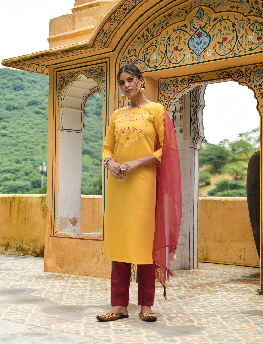 Women's Yellow Designer Kurta Set  - Dwija Fashion