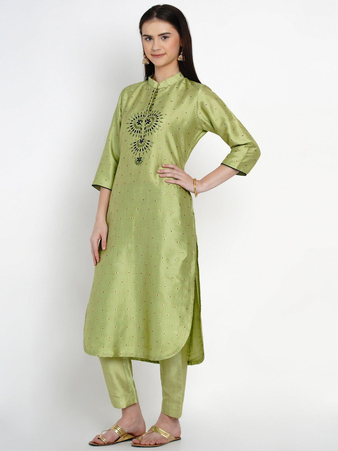 Women's Green Polyester Kurta set - Women Republic - Indiakreations