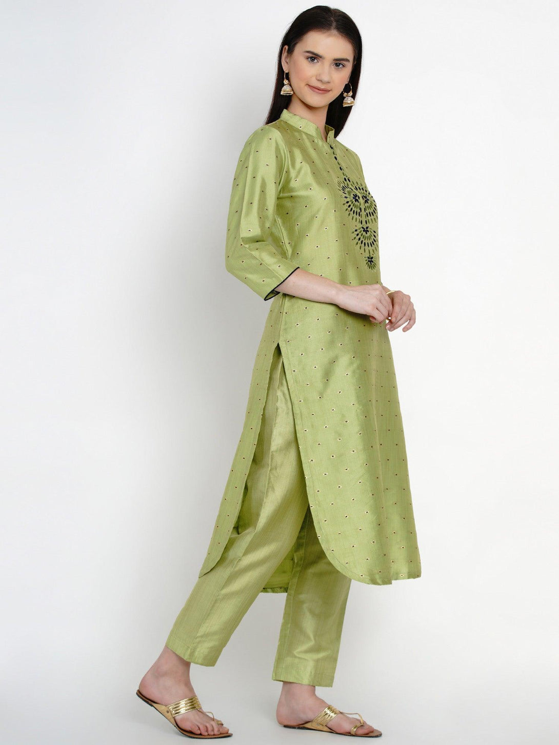 Women's Green Polyester Kurta set - Women Republic - Indiakreations