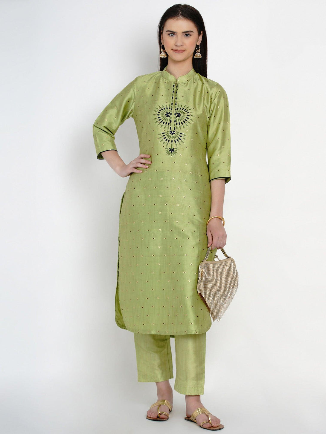 Women's Green Polyester Kurta set - Women Republic - Indiakreations