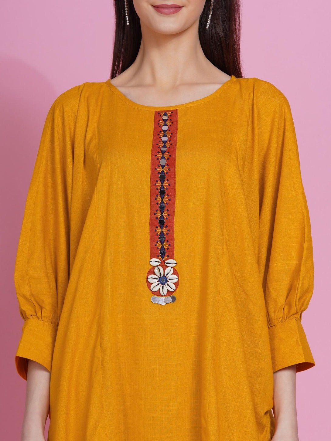 Women's Yellow Rayon Boxed Kurta with Pants - Women Republic - Indiakreations