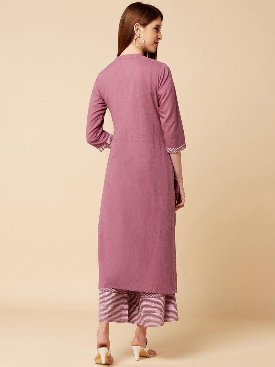 Varanga Mauve Printed Kurta with Sharara - Indiakreations