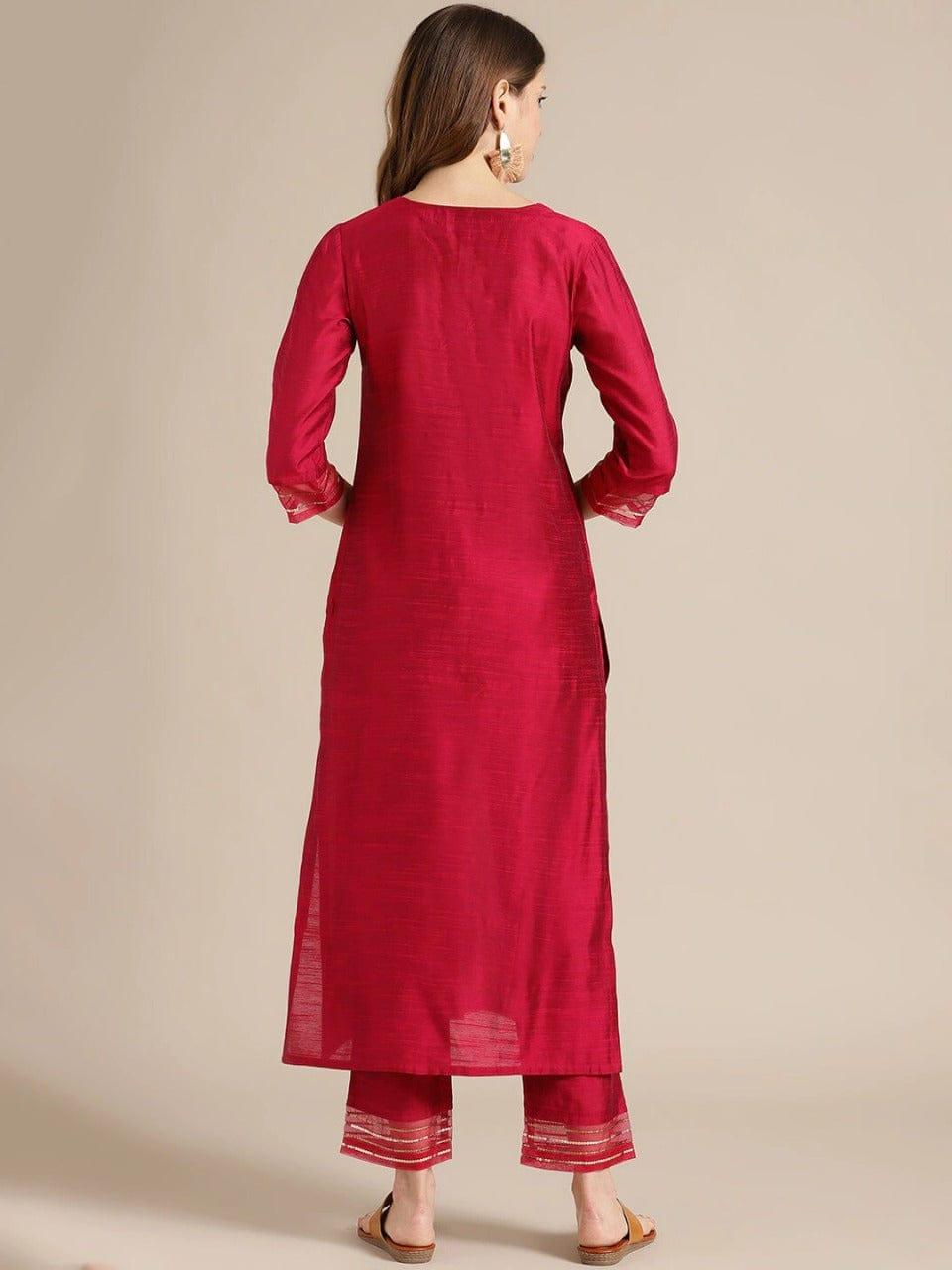 Varanga Red Kurta with Trousers - Indiakreations