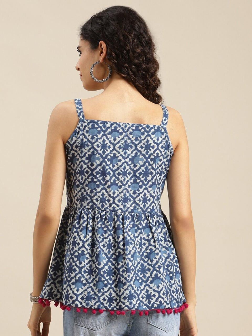 KSUT Blue Printed Top - Indiakreations