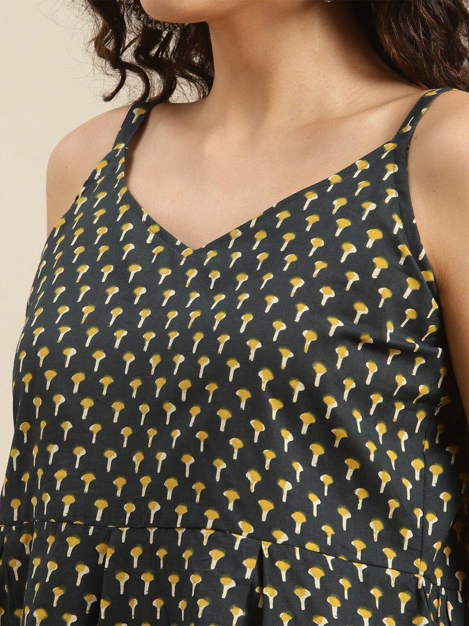 KSUT Black Geometric Print Top - Indiakreations