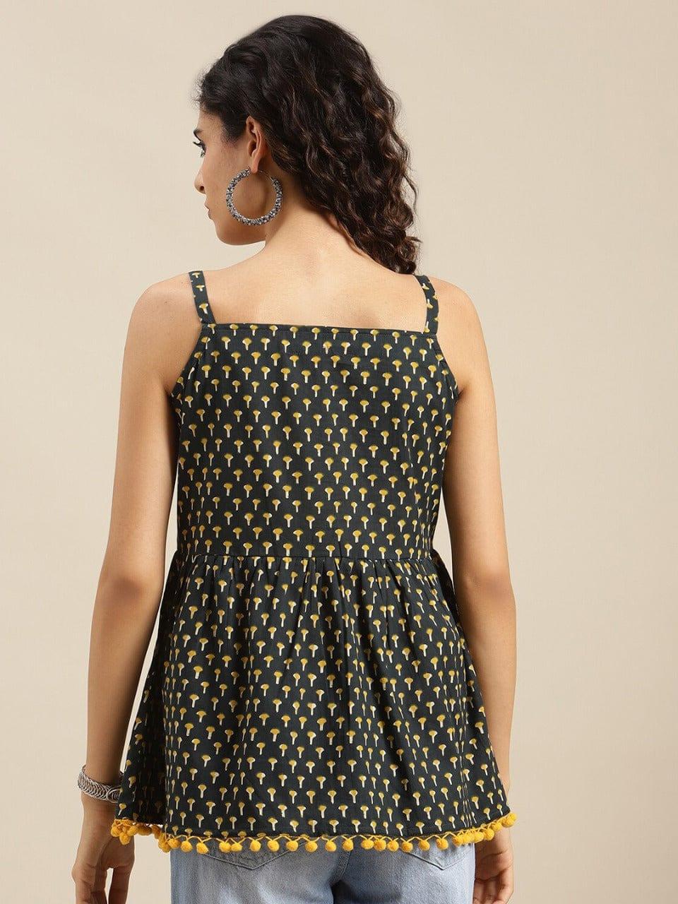 KSUT Black Geometric Print Top - Indiakreations