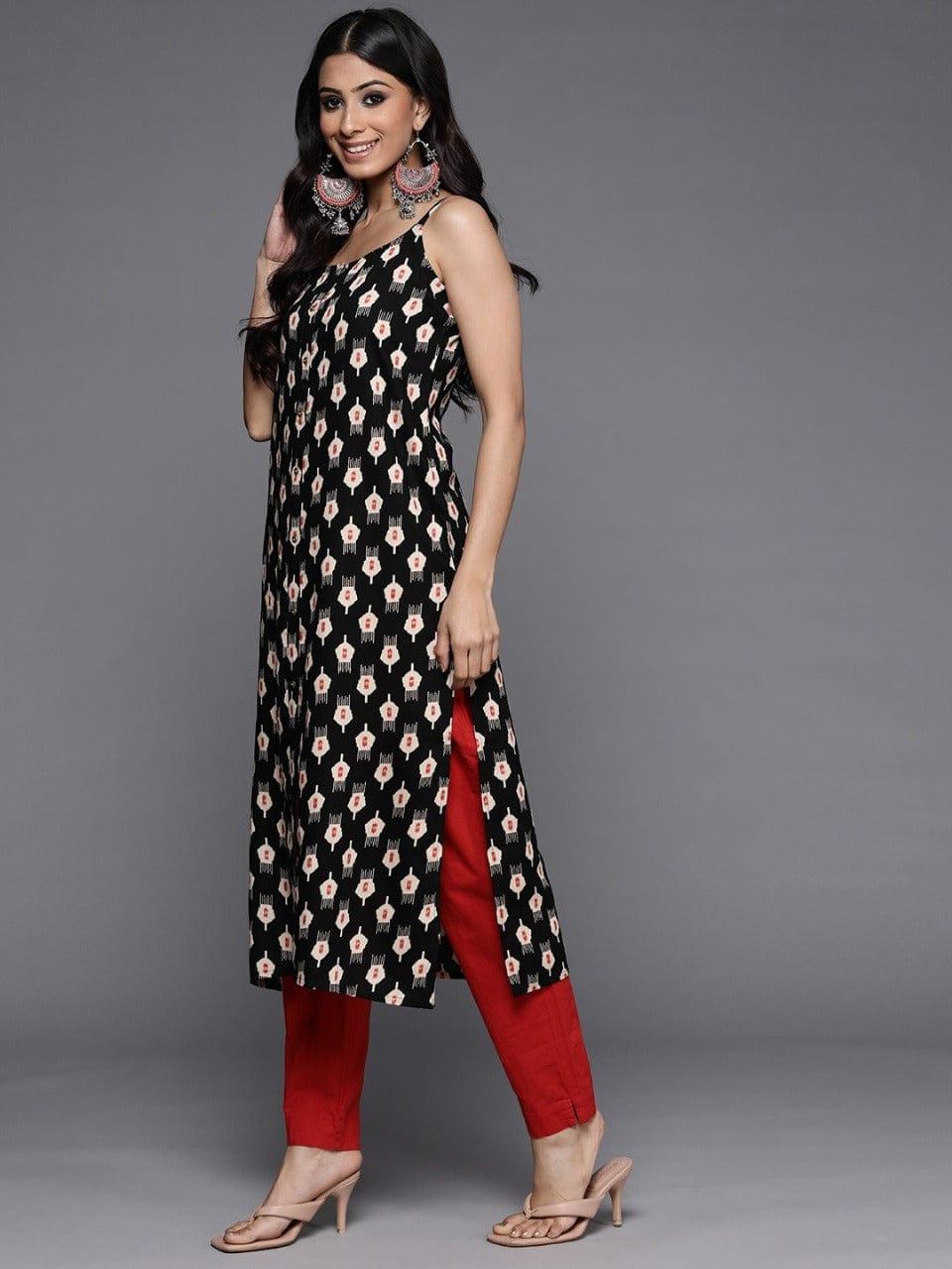 KSUT Women Black & Beige Printed Kurta - Indiakreations