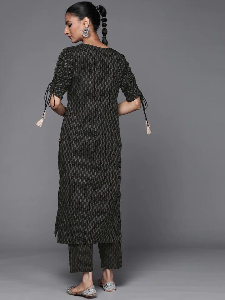 KSUT Women Black Kurta with Trousers - Indiakreations