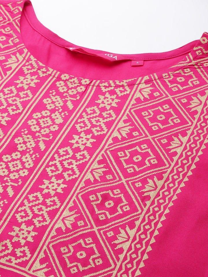 Varanga Women Pink Ethnic Motifs Printed Kurta - Indiakreations