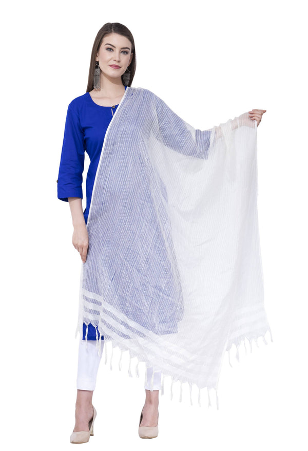 A R SILK White Color Kota cotton Cota cotton Dupattas and Chunnis