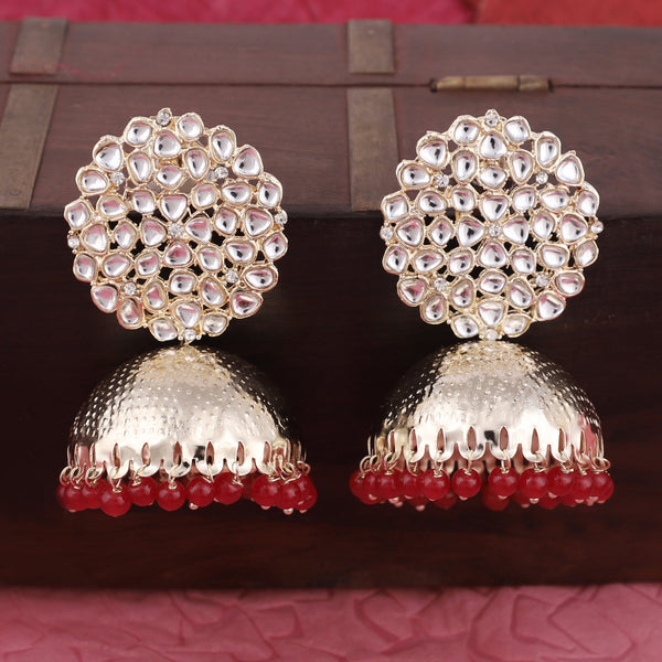 Women's Luxury Red Color Jhumka - Zaffre Collections