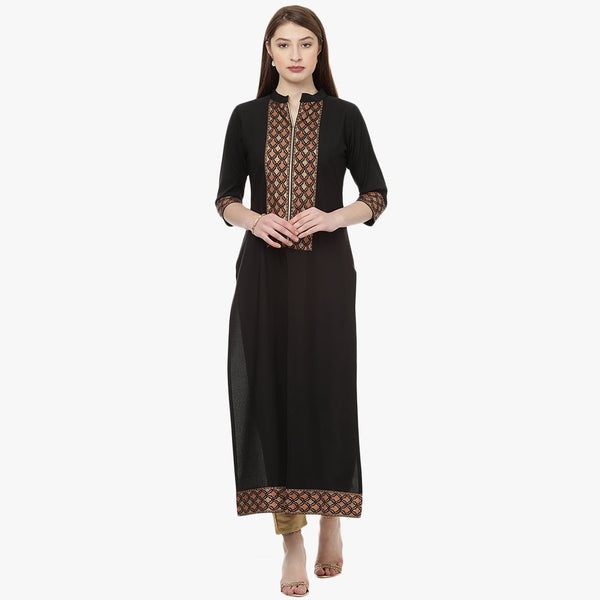 Women Black Crepe Kurta by Ziyaa (1 Pc Set)