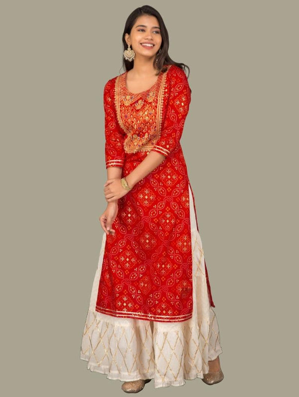 Women's Ethnic Kurta with Sharara-NOZ2TOZ Ready to Ship USA - Indiakreations