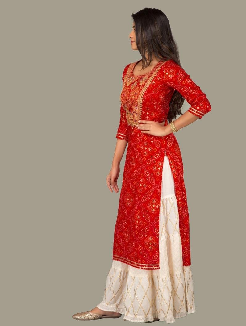 Women's Ethnic Kurta with Sharara-NOZ2TOZ Ready to Ship USA - Indiakreations