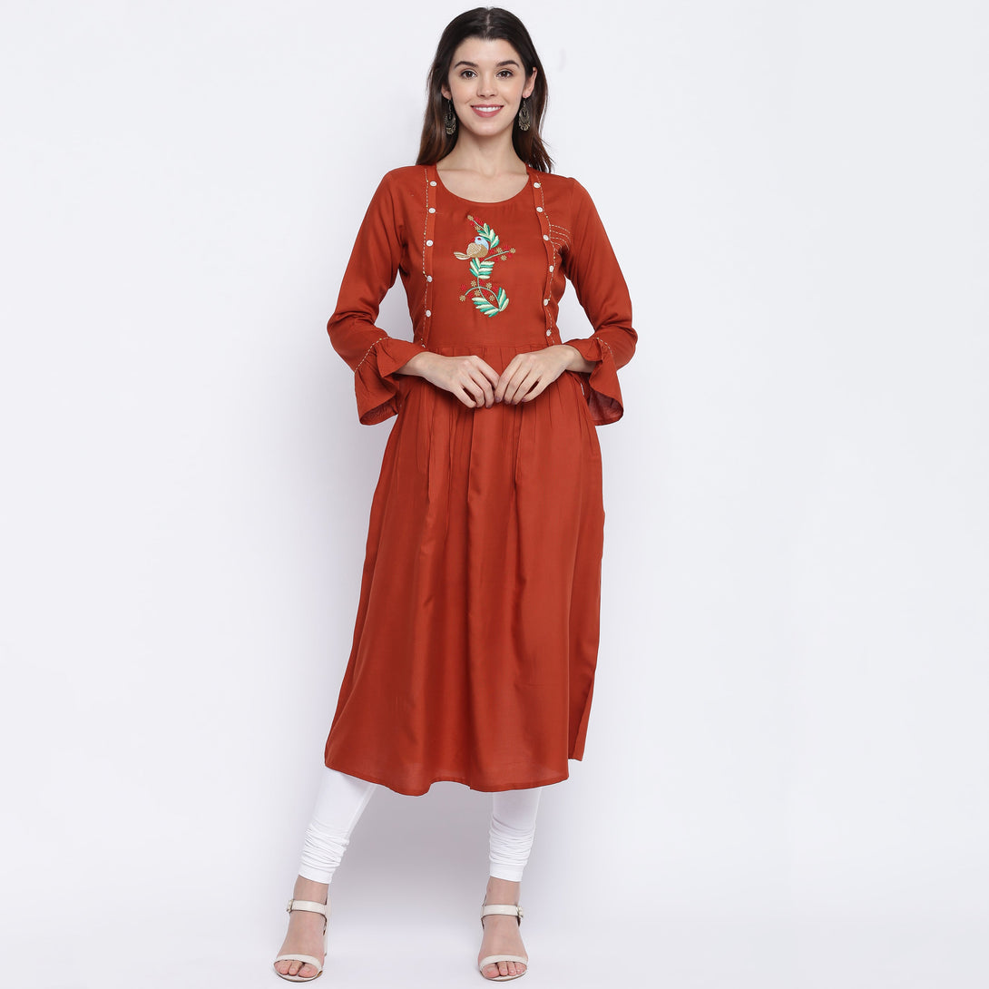 Women's Brown Rayon Kurti By Vbuyz- (1Pc Set)