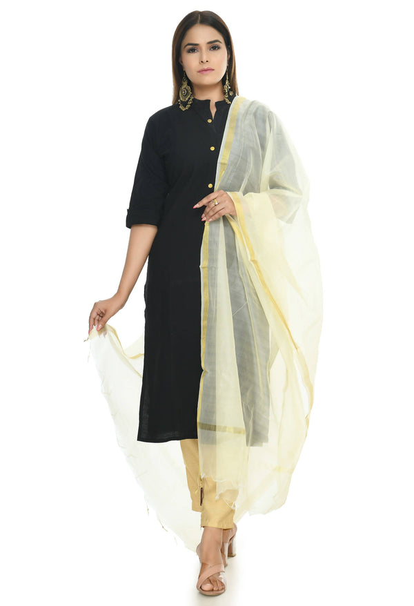 Women's Banarsi Chanderi Piping Dupatta Mfd0028 - Moeza