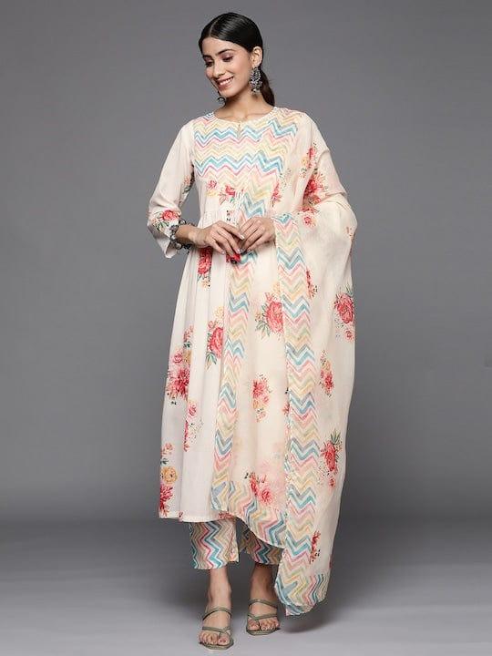 Varanga Women Floral Printed Keyhole Neck Empire Kurta Set - Indiakreations