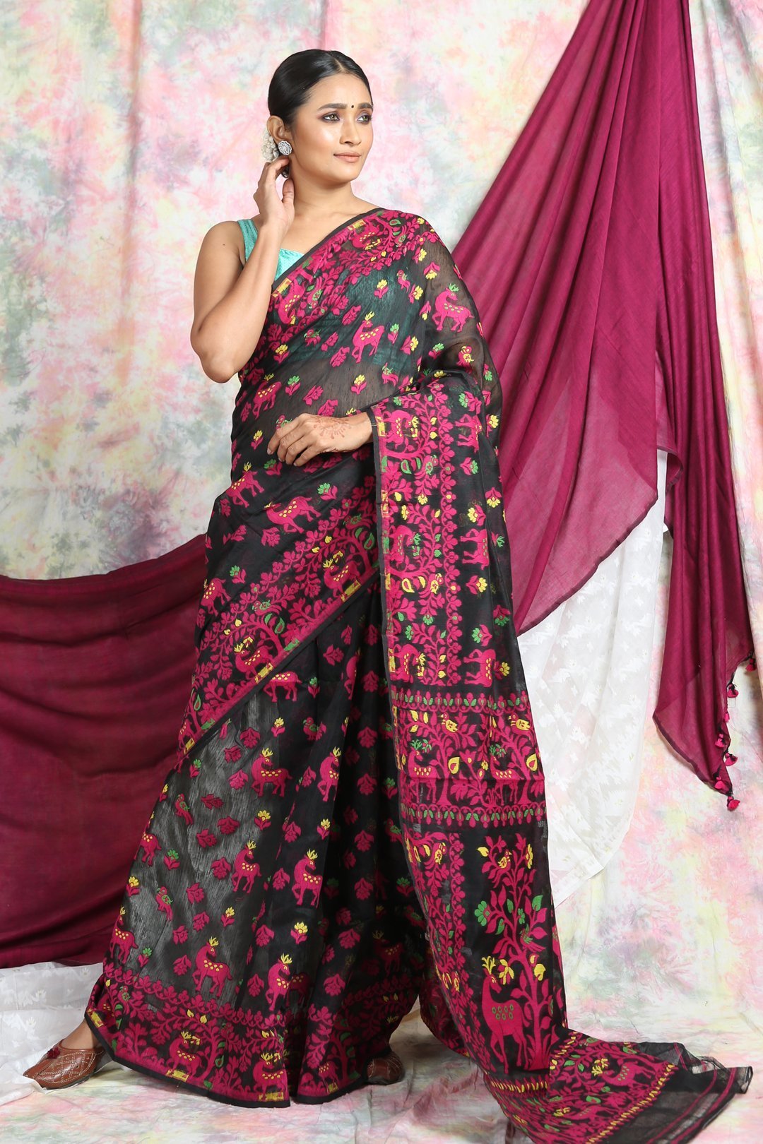 Women's Allover Weaving Jamdani Saree - Arhi