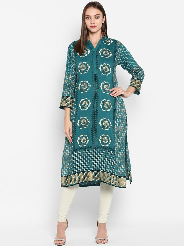 Women's Turquoise Blue Bandhani Printed Kurta - Noz2Toz