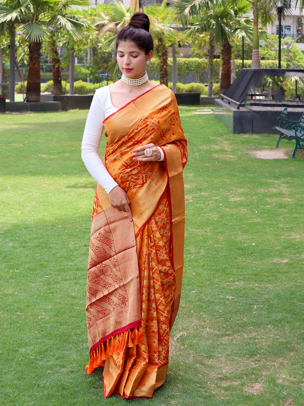 Women's Patola Silk Saree Mustard Yellow - Tasarika