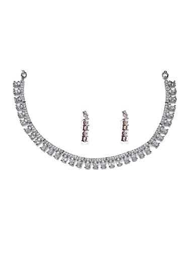 Women's Silver Plated American Diamond Jewellery Set - Jazz and Sizzle - Indiakreations