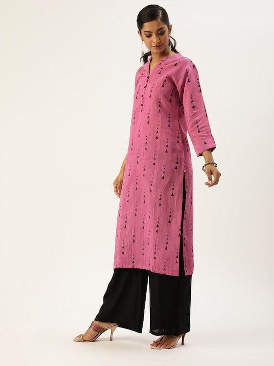 Varanga Women Mauve & Black Printed Straight Kurta - Indiakreations