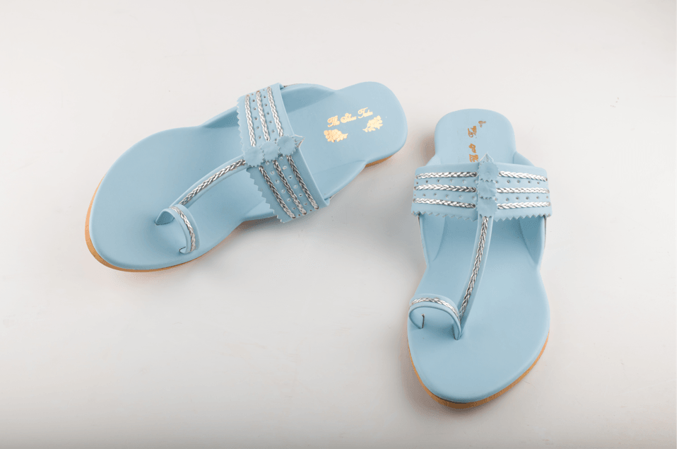 Women's Ice Blue Kolhapuris - The Shoe Tales - Indiakreations