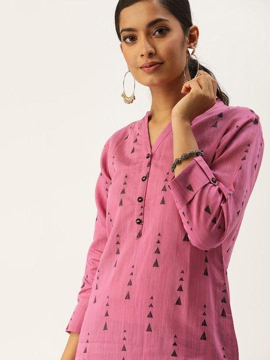 Varanga Women Mauve & Black Printed Straight Kurta - Indiakreations