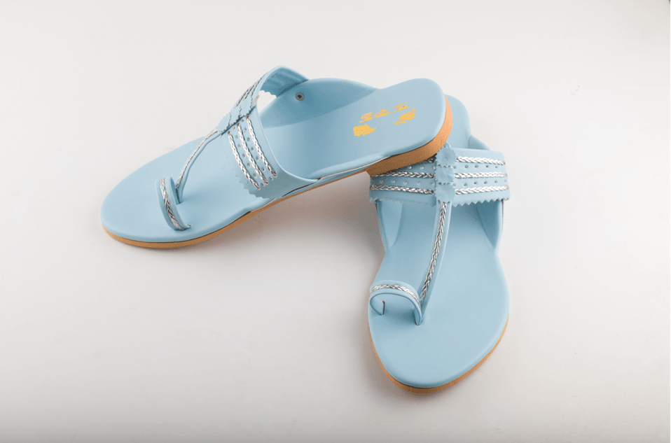 Women's Ice Blue Kolhapuris - The Shoe Tales - Indiakreations