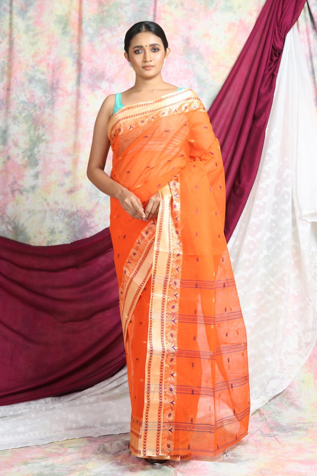 Women's Handwoven Cotton Tant Saree - Arhi