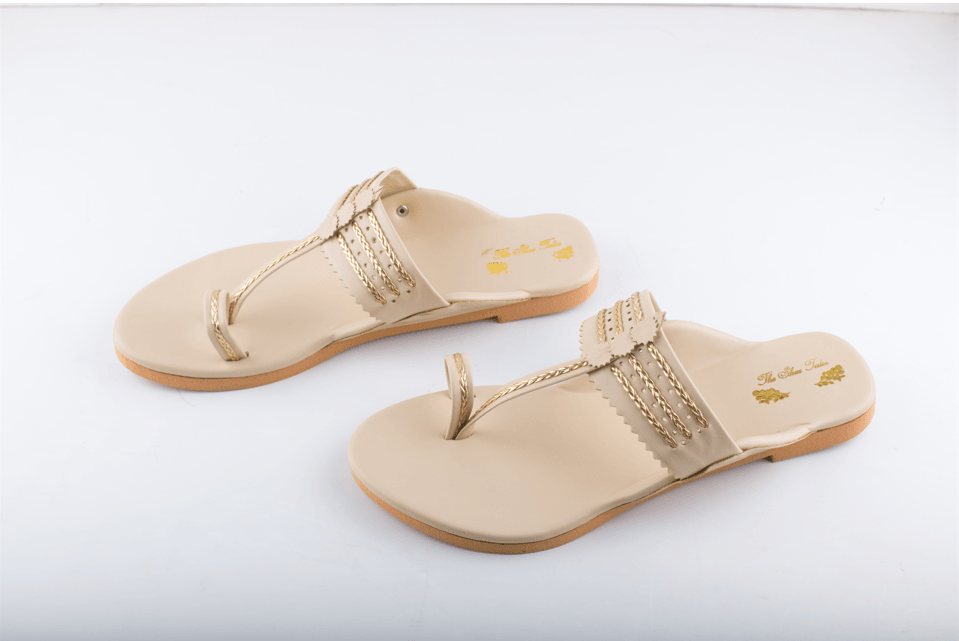 Women's Beige Kolhapuris - The Shoe Tales - Indiakreations