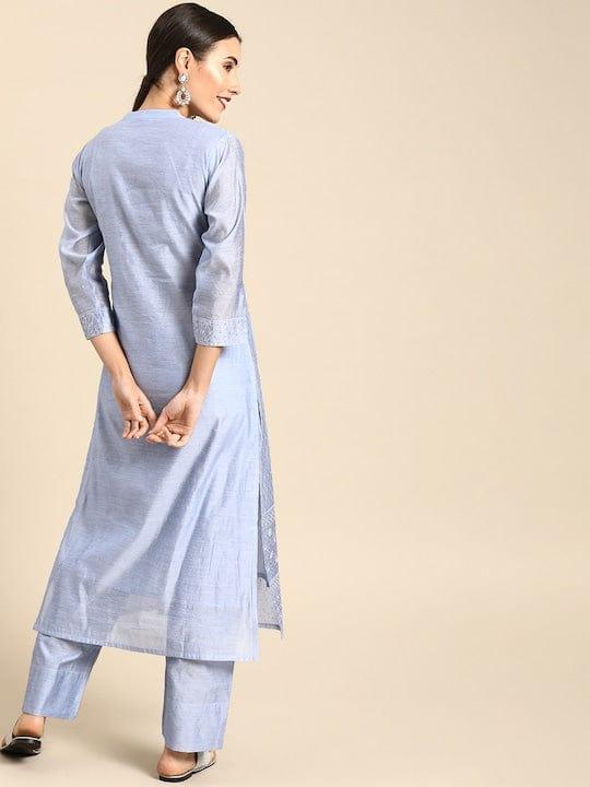 Varanga Women Lavender Ethnic Motifs Printed Kurta with Trousers - Indiakreations