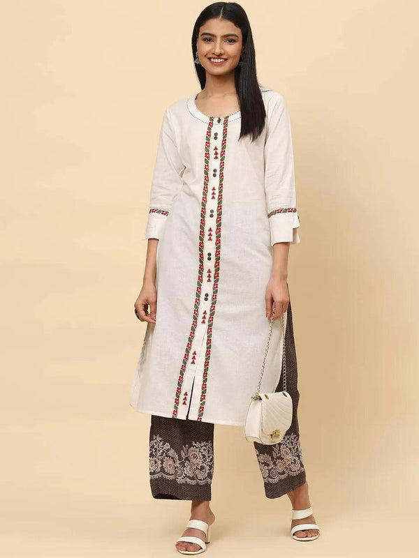 Women's Beige Relaxed Palazzo - BIBA - Indiakreations