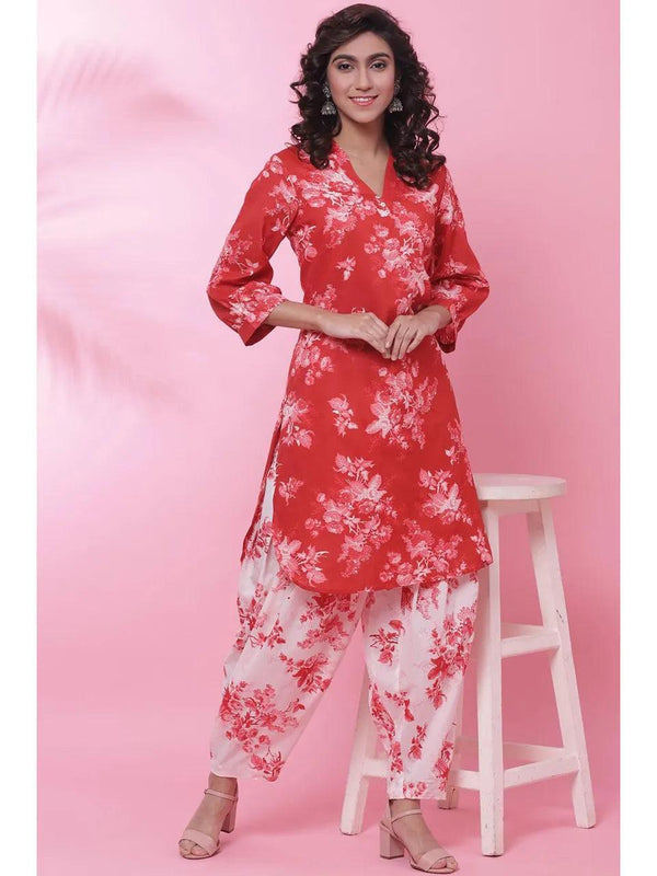 Women's Red Relaxed Suit (set Of 3) - BIBA - Indiakreations