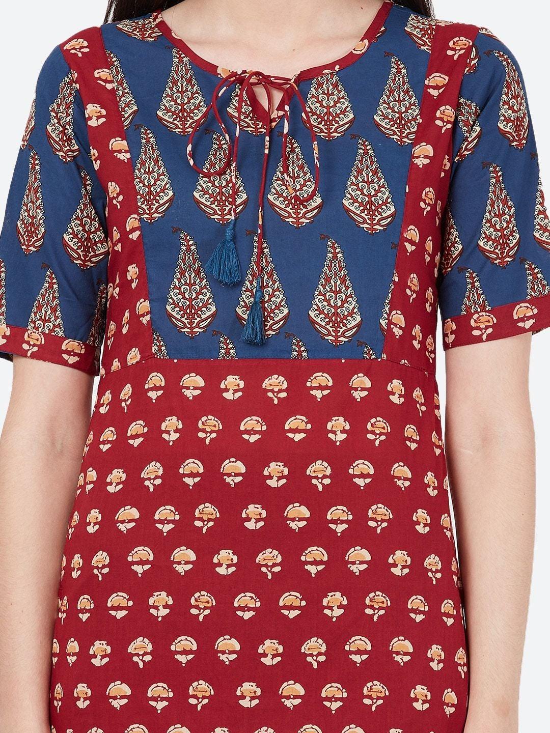 Women's Maroon Printed Straight Kurta - Meeranshi - Indiakreations