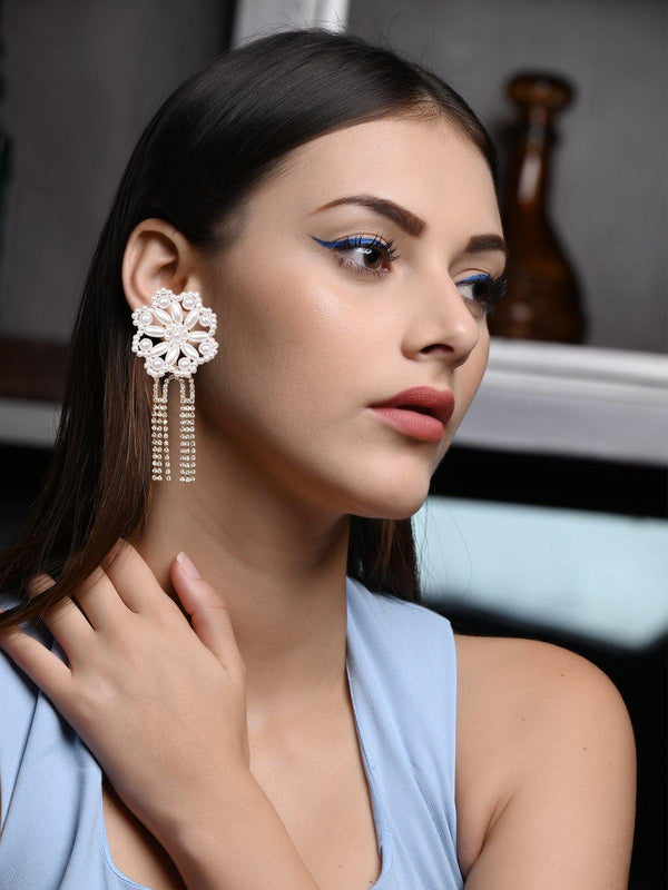 Women's Floral Studded Statement Earrings - Odette