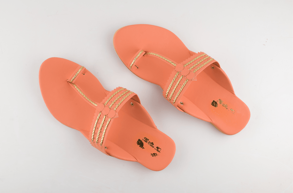 Women's Peach Kolhapuris - The Shoe Tales - Indiakreations