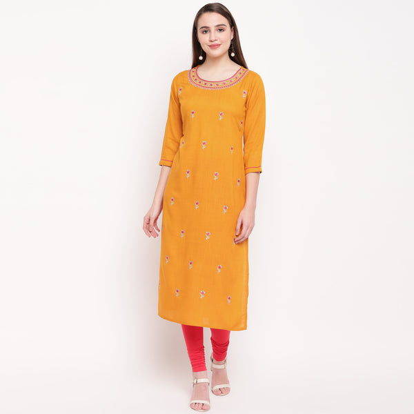 Women's Yellow Rayon Kurta By Vbuyz (1Pc)