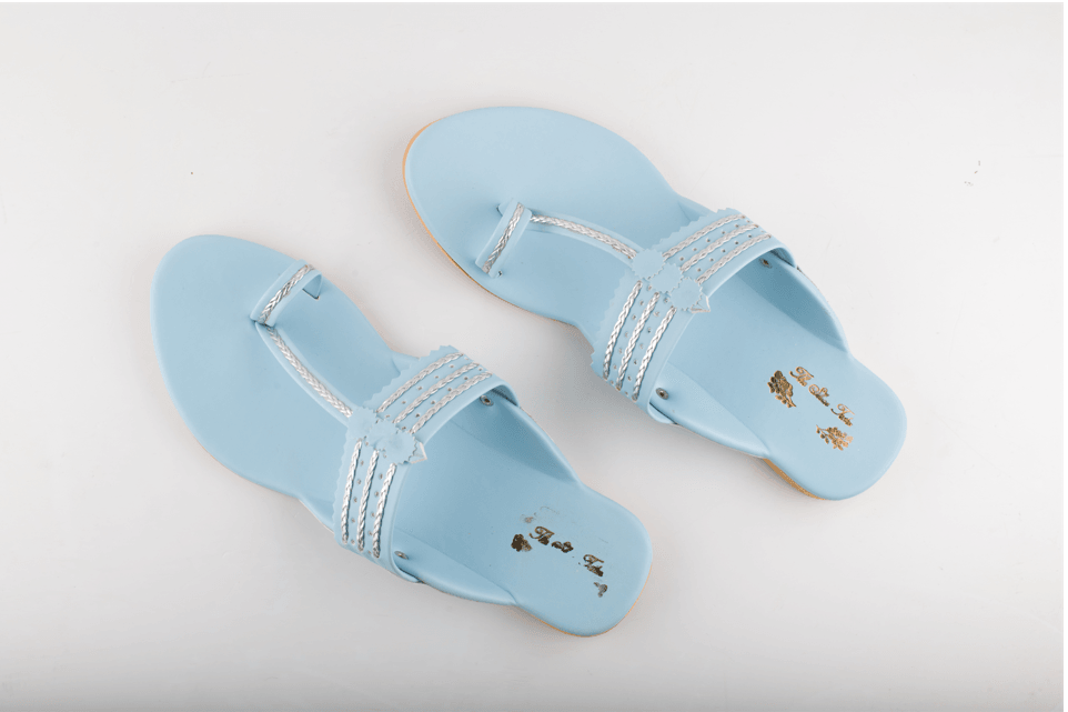 Women's Ice Blue Kolhapuris - The Shoe Tales - Indiakreations