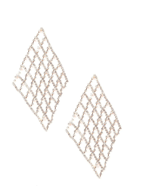 Women's Gold-Tone Diamond Shaped Studded Earrings - Odette