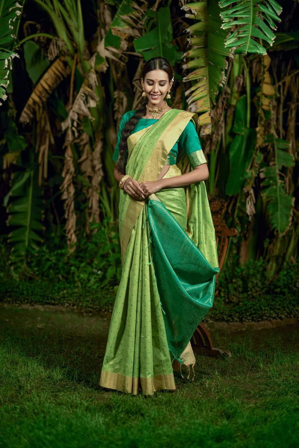 Green Bandhani Bhagalpuri Silk Saree - Indiakreations