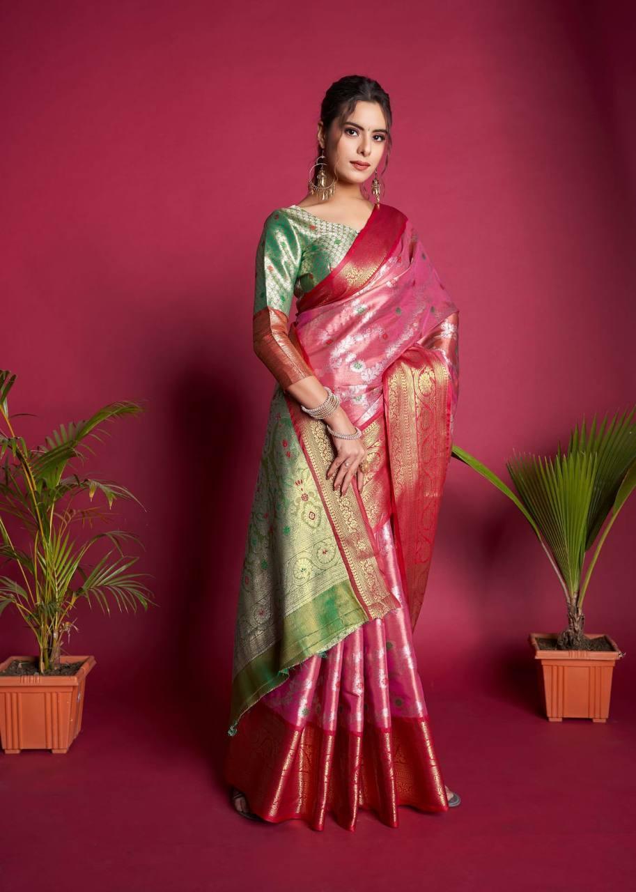 Green Kanjivaram Silk Saree - Indiakreations