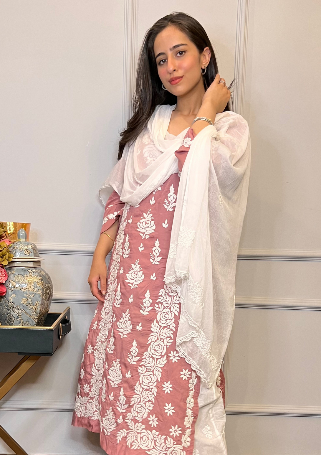 Aafiya Chiffon Dupatta with Chikankari