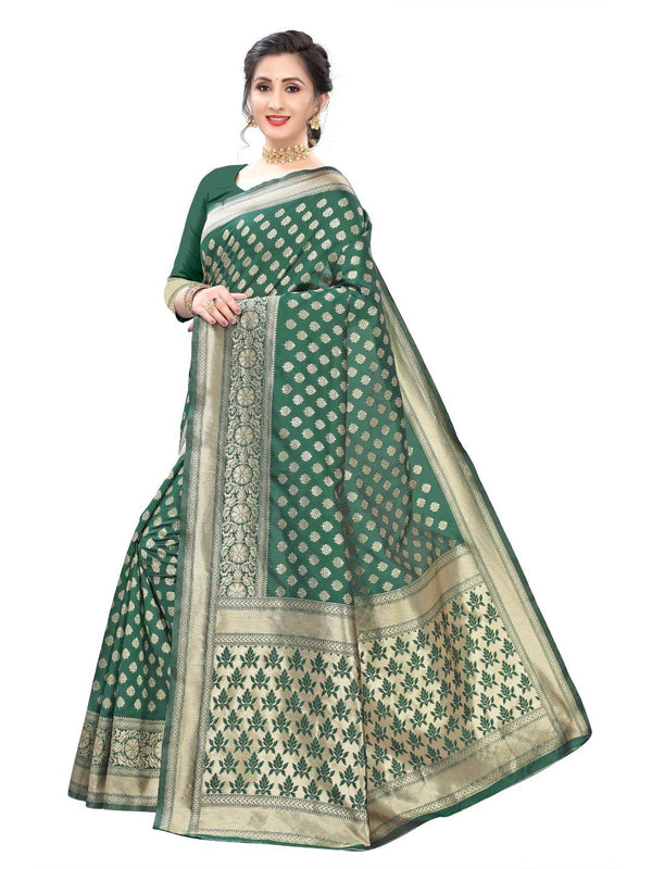 Women's Mint Green Art Silk With Blouse Piece Pack Of 1 - Rujave - Indiakreations