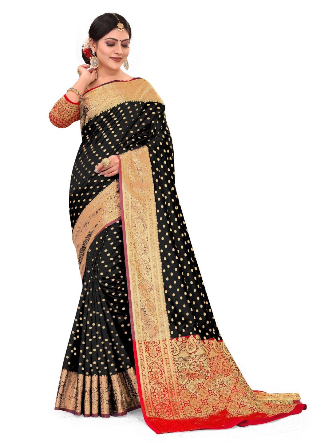 Women's Black Art Silk With Blouse Piece Pack Of 1 - Rujave - Indiakreations