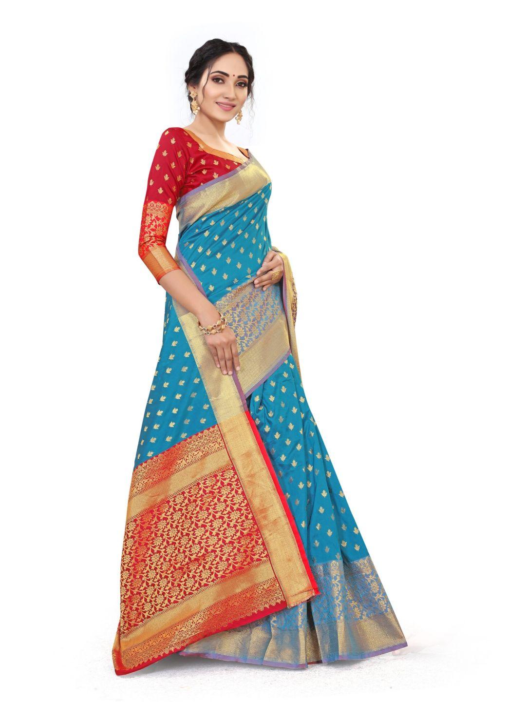 Women's Light Blue Art Silk With Blouse Piece Pack Of 1 - Rujave - Indiakreations